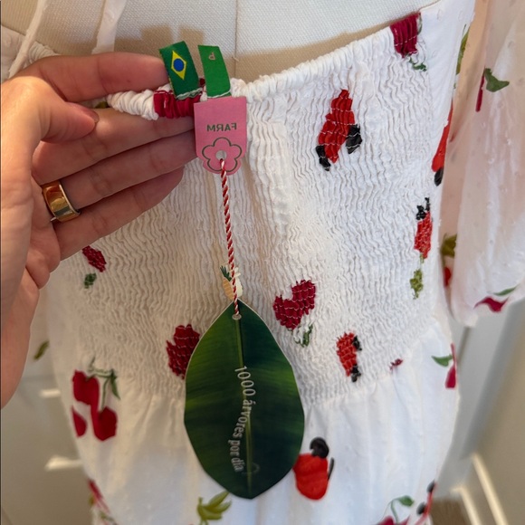 FARM Rio White Fruits Long Dress Size S - Picture 10 of 11